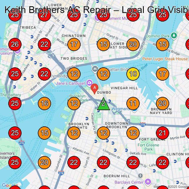 Keith Brothers AC Repair GeoGrid visibility map for Air Conditioning Repair Service in New York